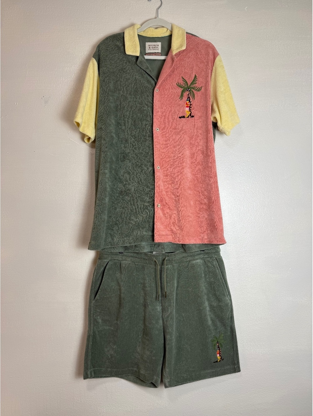 Scotch & Soda Men’s Endless Summer Towelling Shirt Shorts Set XL/L